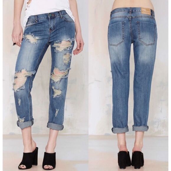 One Teaspoon Awesome Baggies Low Waist Medium Rise Relaxed Leg Tapered Cuffed - Picture 3 of 15